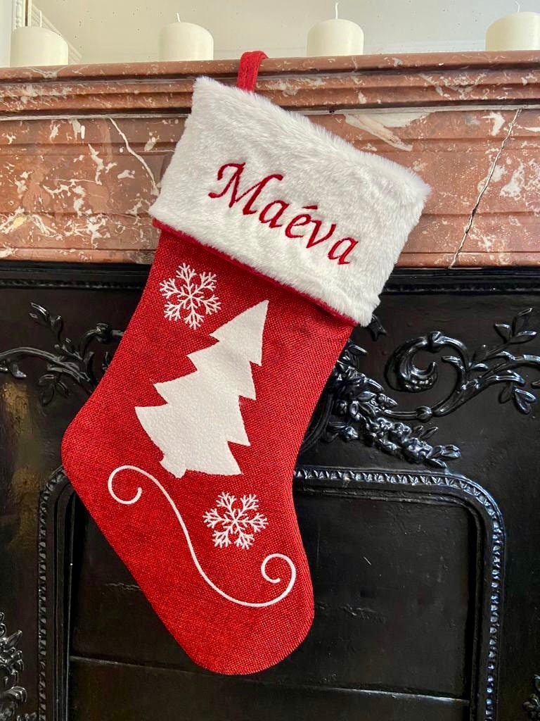 Chaussette de Noël personnalisée brodée – Collection Traditionnelle