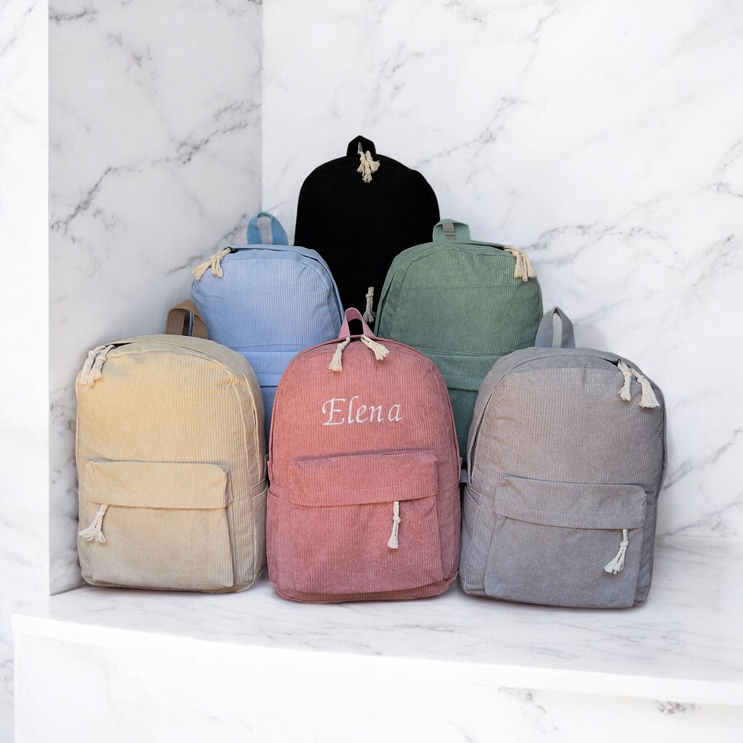 Sac à Dos Personnalisé avec Broderie pour Enfants – Velours Doux & Couleurs Tendres