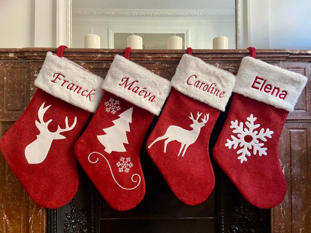 Chaussette de Noël personnalisée brodée – Collection Traditionnelle