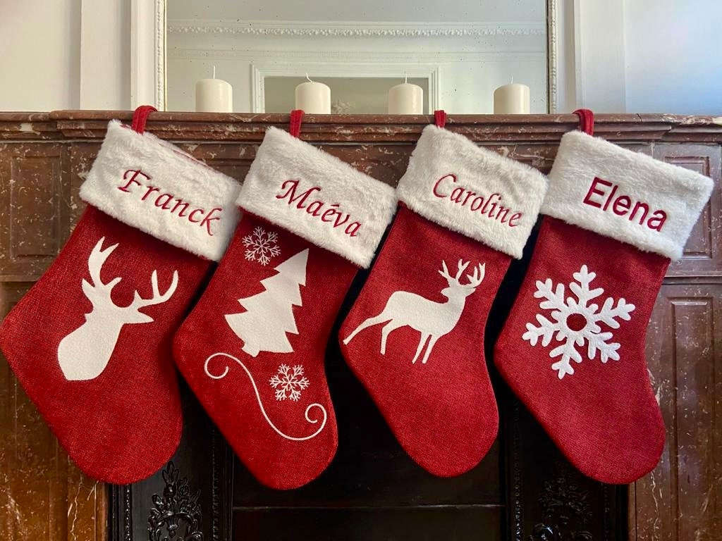 Chaussette de Noël personnalisée brodée – Collection Traditionnelle