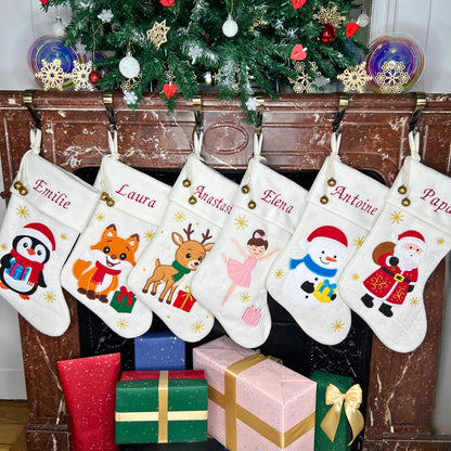 Chaussettes de Noël personnalisées brodées - TopArtParis
