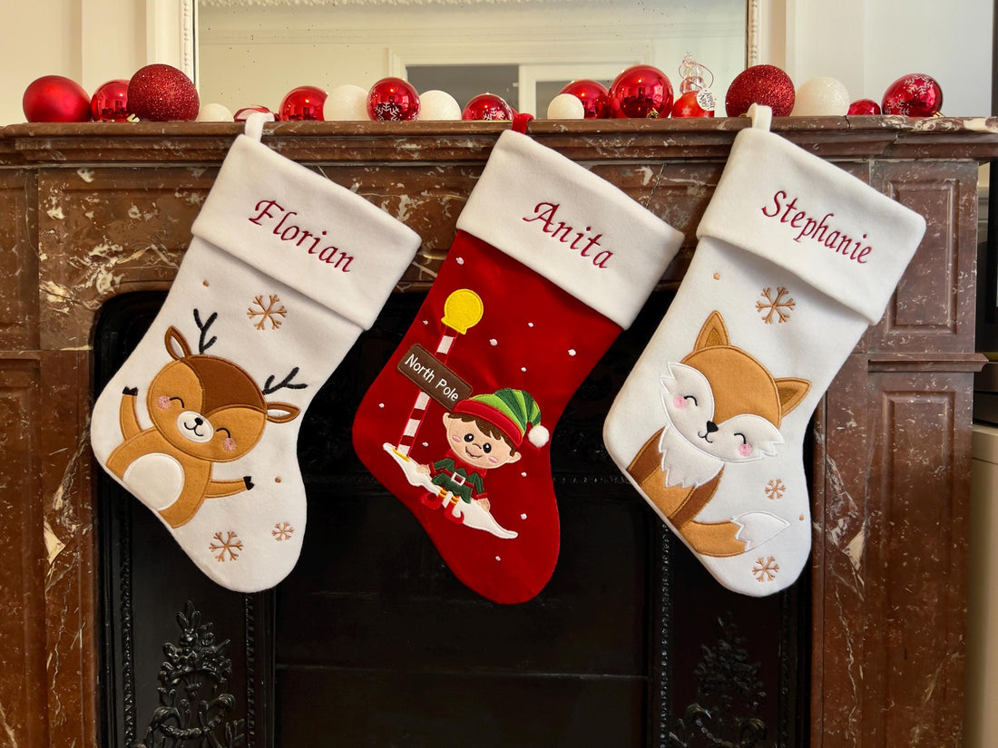 Chaussettes de Noël personnalisées brodées - TopArtParis