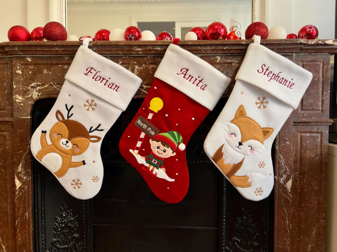 Chaussettes de Noël personnalisées brodées - TopArtParis