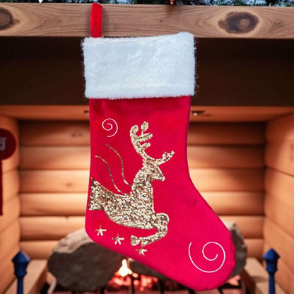Chaussette de Noël personnalisée en velours – Flocon de neige ou Cerf – photo 5